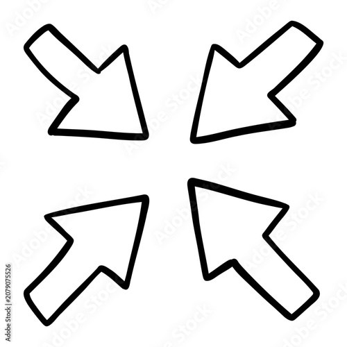 Foto A hand-drawn compress icon representing minimizing or collapsing content inward