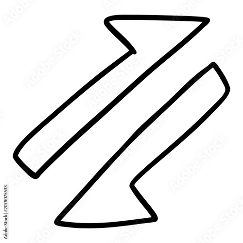 A hand-drawn shuffle icon representing random order, switching, or rearranging items.