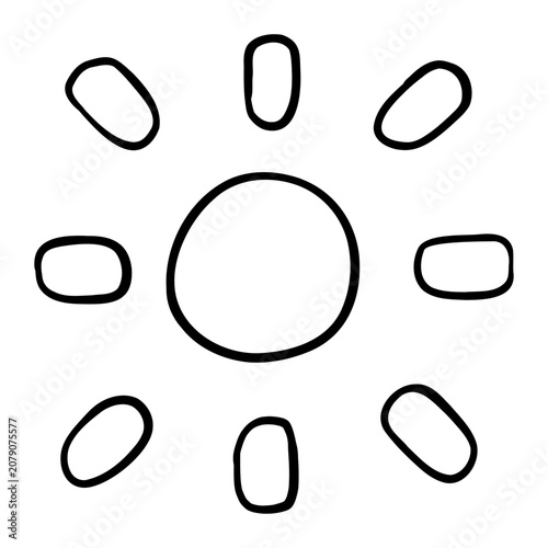 A hand-drawn sun icon representing daylight, brightness, and sunny weather