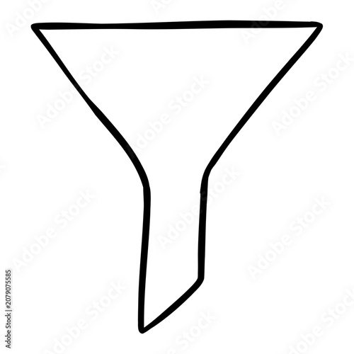 A hand-drawn filter icon for sorting, refining, and narrowing search results.