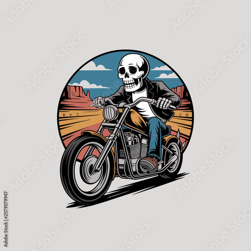 Skeleton Riding Motorcycle Bike.