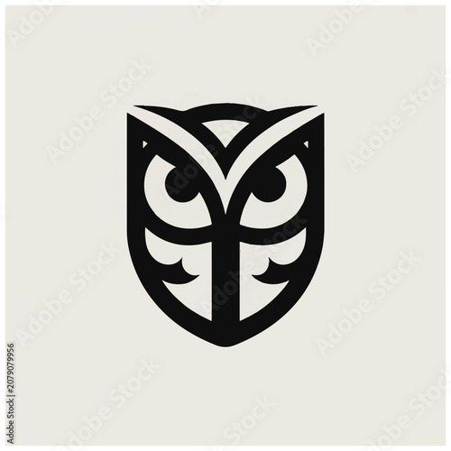 Owl Face Design Graphic Symbol.