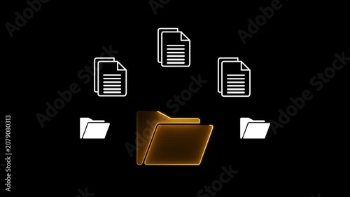 Document management system concept on the transparent background. Motion graphics of file management concept. motion graphic 4k animation video