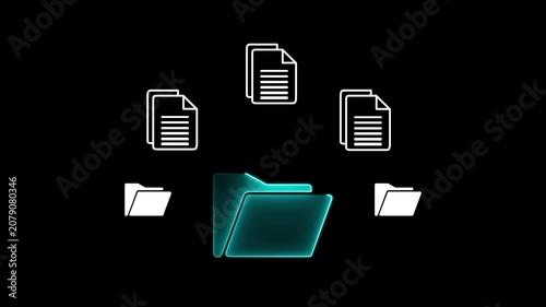 Document management system concept on the transparent background. Motion graphics of file management concept. motion graphic 4k animation video
