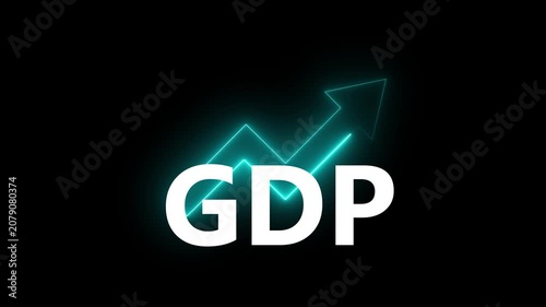 GDP Growth concept on the transparent background. Global economy, national budgets, Animation of GDP sign with up arrow. motion graphic of GDP with arrow concept.