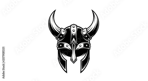 Konstfotografi Medieval viking helmet with large horns and rivets