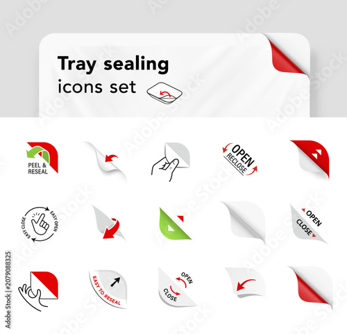 Tableau sur toile Opening or closed packaging arrows symbols icons set