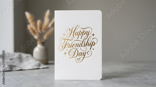 Happy Friendship Day greeting card with decorative elements