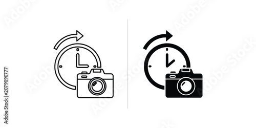 Konstfotografi Camera and Clock Icon Set Representing Photography Timing and Long Exposure Sett