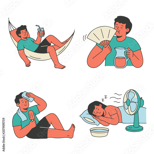 Summer Activities to Stay Cool in Hot Weather with Refreshing Drinks and Fans
