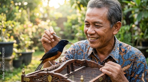 senior man playing bird
