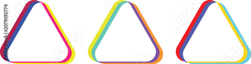 Abstract colorful overlapping rounded triangle frames set