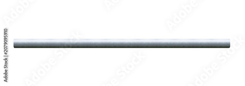 Big metal pipe painted on grey paint, medium long size. On isolated transparent background.