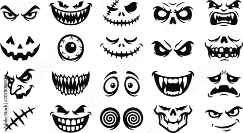 Halloween stencil faces set for diy crafts and decorations