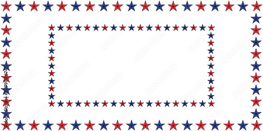 Obraz premium American patriotic stars horizontal frame . American patriotic border frame for cards and invitations . Vector illustration