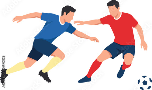 Foto Two football players battling for possession during competitive soccer match dyn