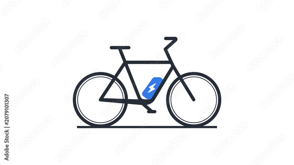 Fototapeta premium Simple flat design bicycle with blue water bottle Vector