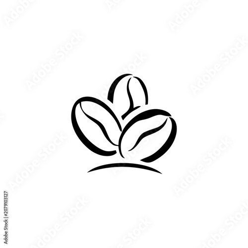Minimalist Coffee Bean Logo Vector Illustration Line Art Outline Design