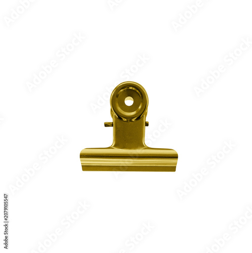 Vászonkép Gold Bulldog Binder Clip Isolated PNG on Transparent Background, Metal Paper Cla