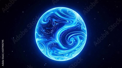 Blue glowing sphere with swirling patterns
