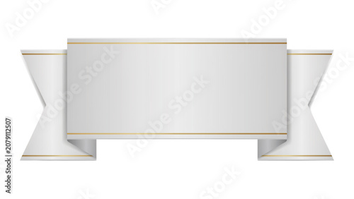 Elegant silver banner ribbon with decorative ends for presentation or gift wrapping Vector