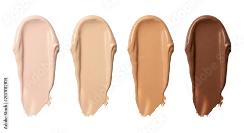 Canvas Print Liquid foundation and concealer cream smudges on transparent background