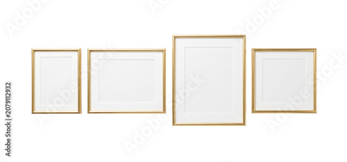 Bild auf Leinwand Empty gold picture frames template collection on transparent background
