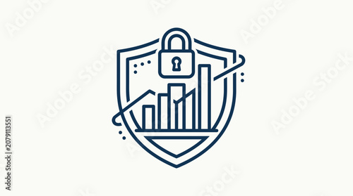 A shield with a padlock and graph.