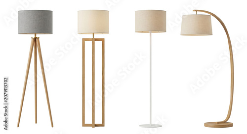 Foto Modern minimalist floor lamps collection on transparent background