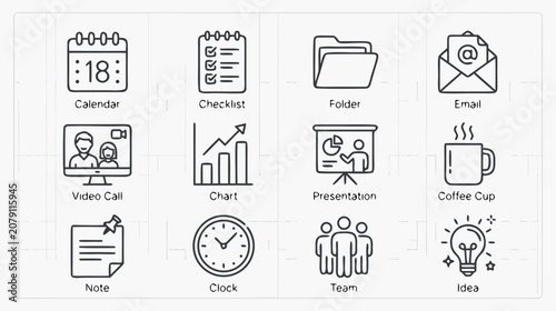 Set of office and business icons