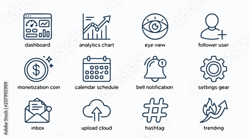set of social media and app icons