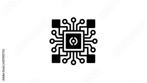 Quantum Computing Chip Flat Vector Icon