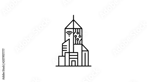 Smart City Building Flat Vector