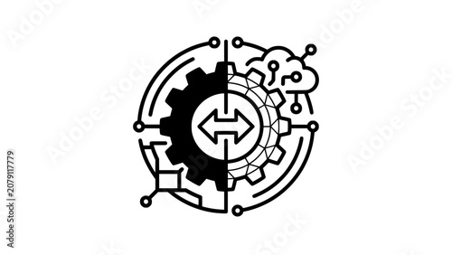 Digital Twin System Flat Vector Icon