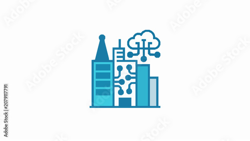Smart City Building Flat Vector Icon