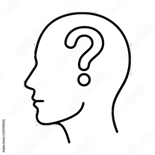 Silhouette of a human head profile with a question mark inside