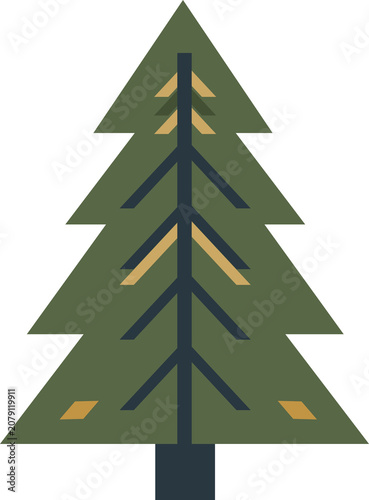 Minimalist geometric pine tree. Scandinavian folk art style flat evergreen forest element isolated on white background.