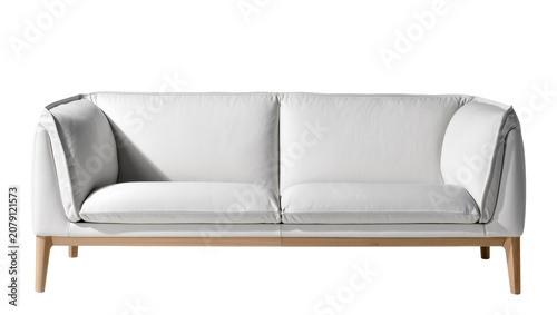 Foto Isolated elegant modern white two-seater sofa featuring a minimalist design and