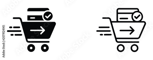 Obraz na plátně Shopping cart icon set, Full and empty shopping cart symbol, shop and sale, vector illustration