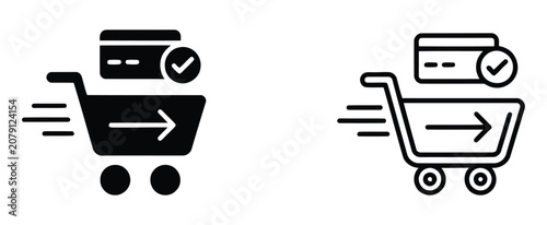 Obraz na plátně Shopping cart icon set, Full and empty shopping cart symbol, shop and sale, vector illustration