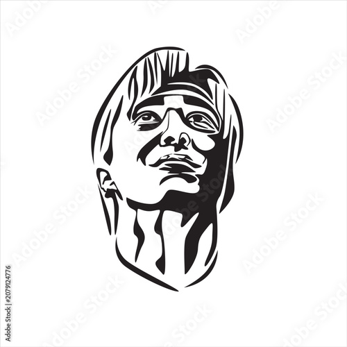 A man looks up.