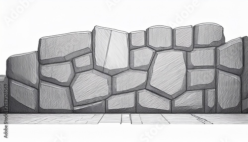 facing stone decorative wall sketch isolated