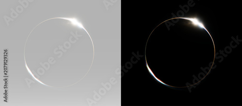 Light ring overlay transparent glowing circle halo lens flare eclipse light effect round glow design element