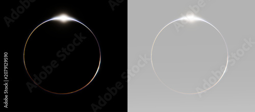 Light circle overlay transparent glowing ring halo round lens flare glow eclipse abstract light effect