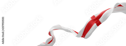 Tableau sur toile England flag ribbon sheer pleated fabric flowing isolated on transparent backgro
