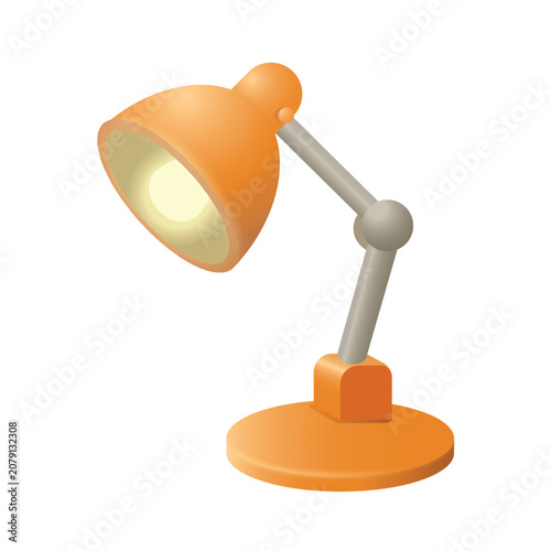 Minimalist 3D Orange Desk Lamp Icon Isolated on White Background for Office, Study and Workspace Design