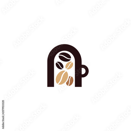 Coffee Cup Logo with Beans