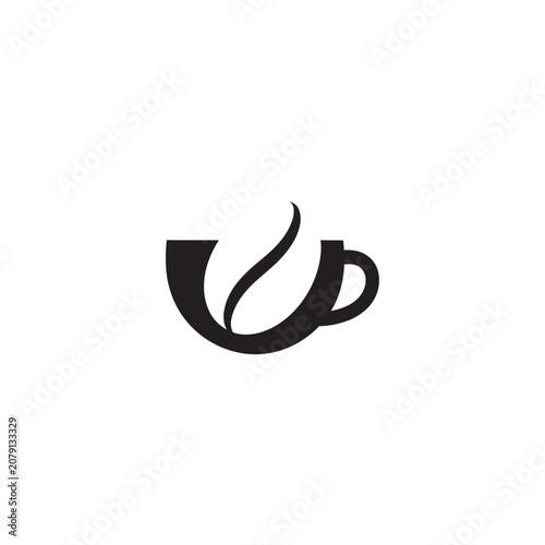Coffee cup logo with leaf and steam