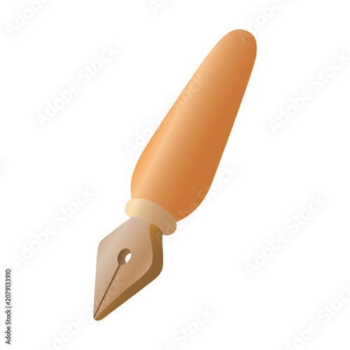 Minimalist 3D Fountain Pen Nib Icon Isolated on White Background for Writing, Education and Creative Design