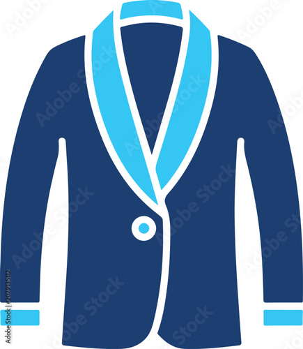 Schilderij op canvas Minimalist Blue Two Tone Shawl Collar Blazer